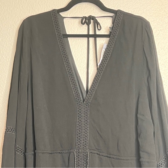 TORRID Black Gauze Long Sleeve Skater Dress Bell Sleeve Tie Back Plus Size 4X 4 - Picture 2 of 14